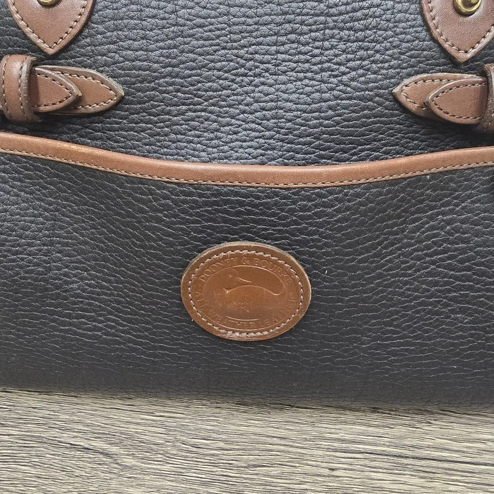 VTG Dooney & Bourke 'All Weather' Black Tan Zip-top Satchel‎ Handbag & Wallet